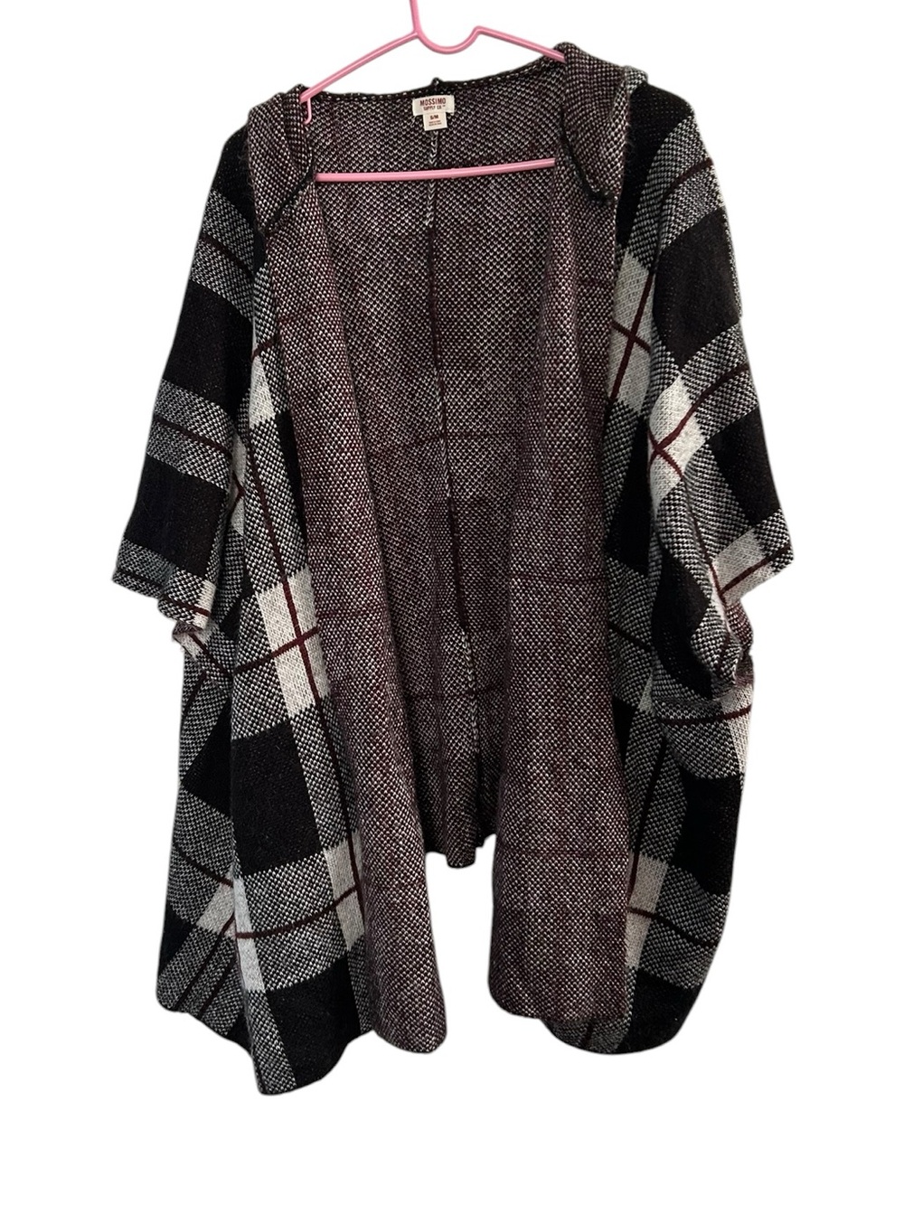 Dark Academia Plaid Hooded Poncho Cape Cardigan Wrap Cozy S/M